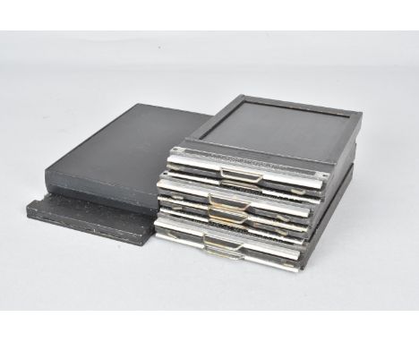 MPP 4 x 5in Film Holders, four, with double dark slides and a Polaroid MiniPortrait 10.5 x 8cm film back 