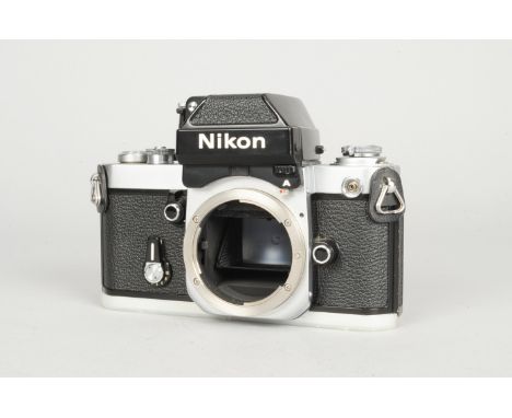 A Nikon F2 Photomic A SLR Camera Body, chrome, serial no 7872735, shutter working, timer working, body VG,some light scratche