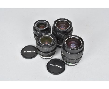 Olympus Wide Angle Zoom Lenses, a Zuiko 28-48mm f/4 lens, two Zuiko 35-70mm f/3.6 lenses, a  Zuiko 35-70mm f/3.5-4.5 lens and