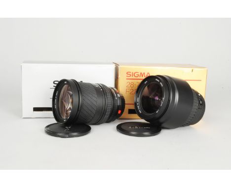 Two Sigma 28-70mm f/2.8 Canon Mount Zoom Lenses, a Sigma 28-70mm f/2.8 lens, no 1004633, Canon FD mount, barrel VG, elements 