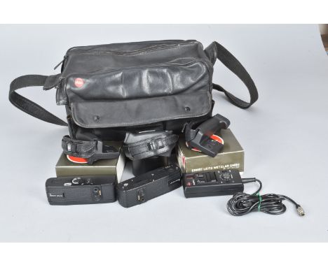 Leica R Accessories, A Leica Remote Control R (14277), two Motor-Winder R (14208) and three Handgrip R (14308), untested 