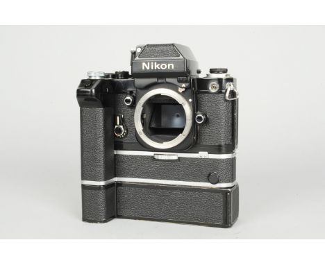 A Nikon F2 Photomic A SLR Camera Body, black, serial no 7924629, shutter working, timer working, body G, some brassing to sid