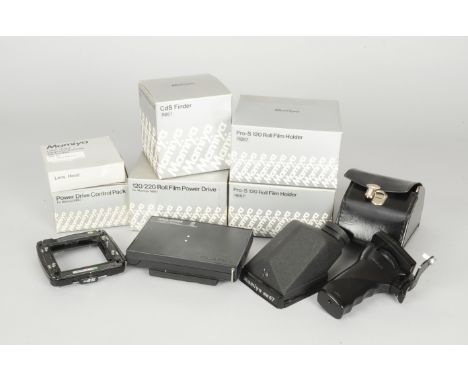 Mamiya RB67 Accessories, including, Pro-S 120 film holder (2), 120/220 roll film power drive, CdS finder,  power drive contro