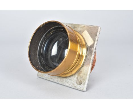 A Taylor Hobson Cooke 10½in Portrait Lens, series IIA, f/3.5, serial no 111477, circa 1920, with metal lens board and front a