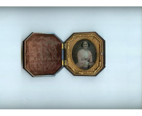 Geometric Union Case, 3-212, Common,F, Samuel Peck &amp; Co, Octagonal, Scrolls, before 1857, 96mm x 85mm, Daguerreotype, six
