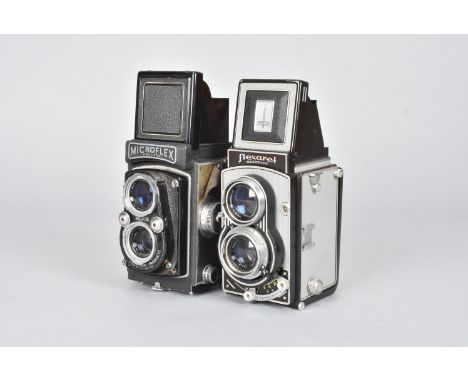 An MPP Microflex and a Meopta Flexaret VI Automat Cameras, Microflex serial no 14568, body F, leatherette peeling on both sid