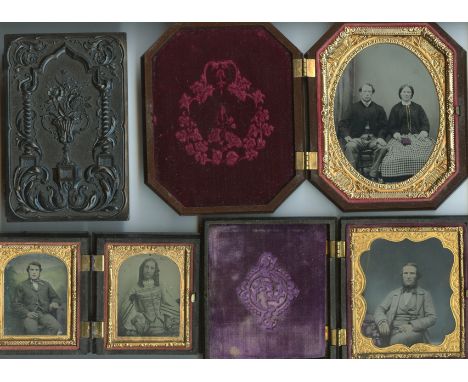 Floral Union Cases,  2-12, Very Rare, VG, Samuel Peck & Co, Lilies, Frederick Key, circa 1858, 101mm x 125mm, Ambrotype, quar