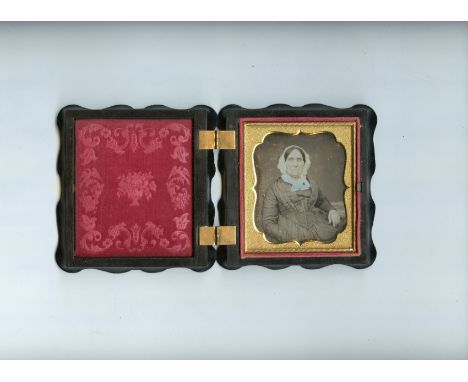 Geometric Union Case,  3-60, Very Rare, VG, some repair to hinges, Geometric with scallop centre and deep borders, circa1860,