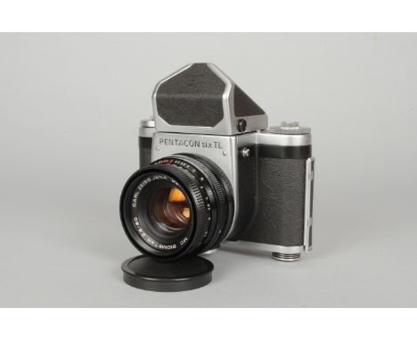 A Pentacon Six TL Camera, shutter working, timer working, body VG, with Carl Zeiss Jena 80mm f/2.8 Biometar lens, serial no 2