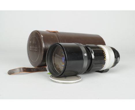 A Nikkor-H Auto 300mm f/4.5 Non AI Lens,  Nippon Kogaku, serial no 405734, barrel G, light scratches to hood, light wear to f