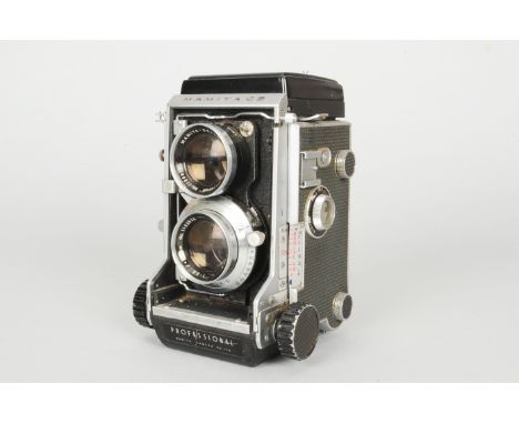 A Mamiya C3 Professional TLR Camera, serial no 225215, with waist level finder, shutter working, body, F, dirt on mirror &amp