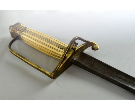 George III officer's sword, with brass and ivory hilt, the blade engraved with Royal Coat of arms and marked Runvies Solingen