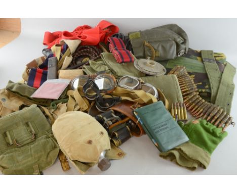 Selection of army kit to include a Milan Field Oversock MK4, pair of Carl Zeiss Jena binoculars, serial No. 271558 in fited l