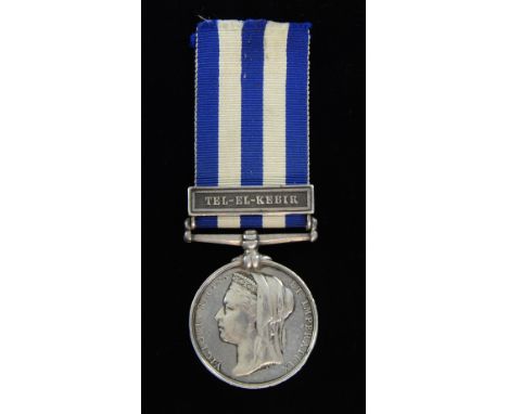  Victorian Egypt medal 1882, with Tel - El - Kebir bar  to Lieut L Barrett  5/1 Bde london Div . R. AProvenance; Part of a si