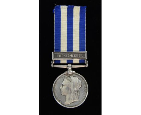  Victorian Egypt medal 1882, with Tel - El - Kebir bar  to Lieut L Barrett  5/1 Bde london Div . R. AProvenance; Part of a si