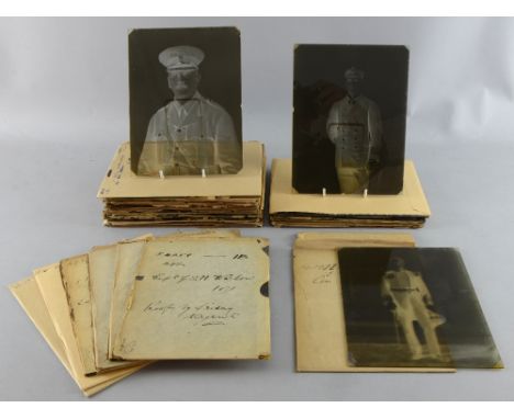 Collection of 50 glass plate professional negatives depicting officers of the Army, Navy and RAF dating from 1914 to 1929, mo