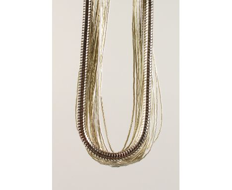 A STERLING SILVER MESH NECKLACE and A CHAIN (2).