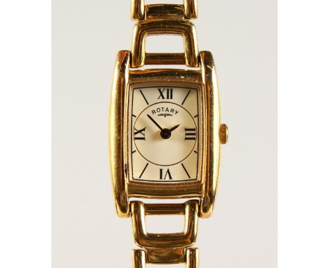 A LADIES ROTARY GILT WRISTWATCH.