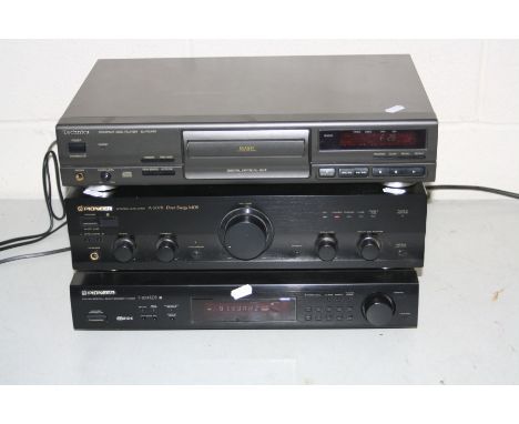THREE COMPONANT HI FI SEPERATES comprising a Technics SL-PG490 CD player (PAT pass but shows F26), a Pioneer A-307R Amplifier