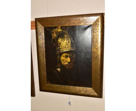 ST MIKOLAJCZYK (20TH CENTURY), 'The Man with the Golden Helmet', portrait of an elderly gentleman after Rembrandt, signed, ti