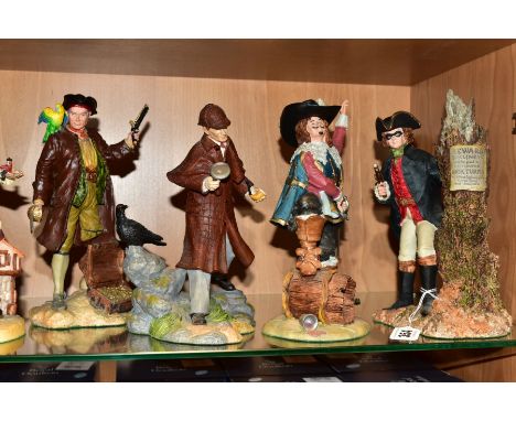 SEVEN ROYAL DOULTON CHARACTER SCULPTURES, 'Dick Turpin' HN3637 (slight nicks to tree trunk), 'D'Artagnan' HN3638, 'Sherlock H