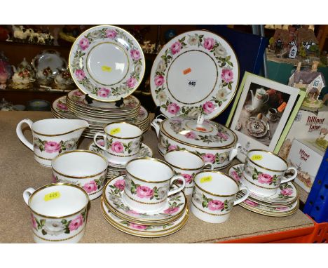 ROYAL WORCESTER 'ROYAL GARDEN' PART DINNER SERVICE, comprising six of each dinner plate, side plates, cups, saucers, starter 