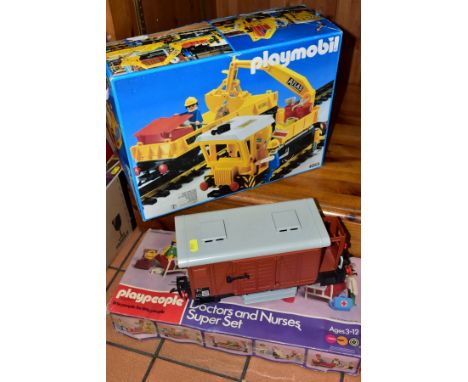 A BOXED PLAYMOBIL G SCALE ATLAS WORK TRAIN SET, No 4053, missing figures and accessories, but otherwise appear largely comple