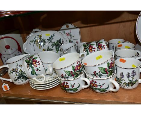 VILLEROY &amp; BOCH BOTANICA TABLEWARES, etc, comprising two jugs, height 12.5cm, six mugs, six twin handled dishes, eight br