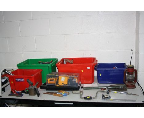 FOUR TRAYS CONTAINING HAND AND POWER TOOLS including a Black and Decker Planer and Sander (both PAT fail due to uninsulated p