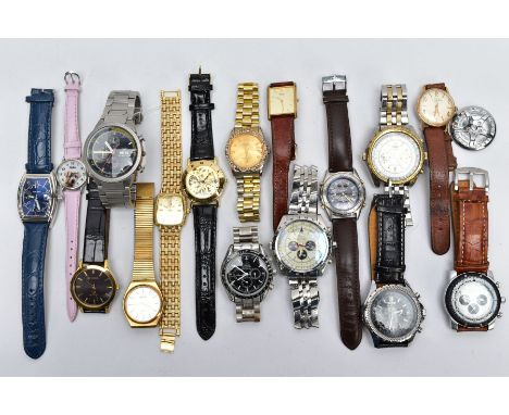 A BOX OF ASSORTED WRISTWATCHES, to include ladies and gentlemen's wristwatches of various designs and names such as 'Sekonda,