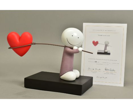 DOUG HYDE (BRITISH 1972) 'CAUGHT UP IN LOVE' a limited edition sculpture of a figure carrying a net with a love heart 133/395