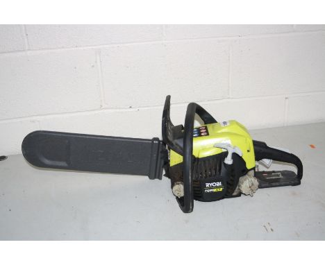 A RYOBI POWRXT PETROL CHAIN SAW with a 40cm cut (engine pulls freely but hasn't been started)