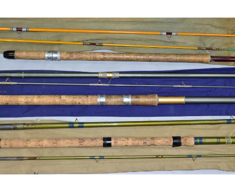 THREE SEALEY FISHING RODS, comprising a three section Blue Match 2 float rod, a two section (two tip) Black Arrow 2 float rod