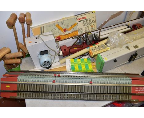 A CASED BROTHER KH-890 KNITTING MACHINE AND BOXED COLOUR CHANGER MODEL KRC-900, and a regulator, a Swiss Passap Duomatic knit