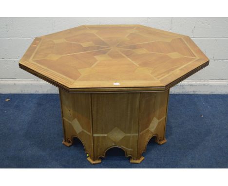 A BARKER AND STONEHOUSE FLAGSTONE OCTAGONAL DINING TABLE, diameter 126cm x height 76cm (top in good condition, the base with 