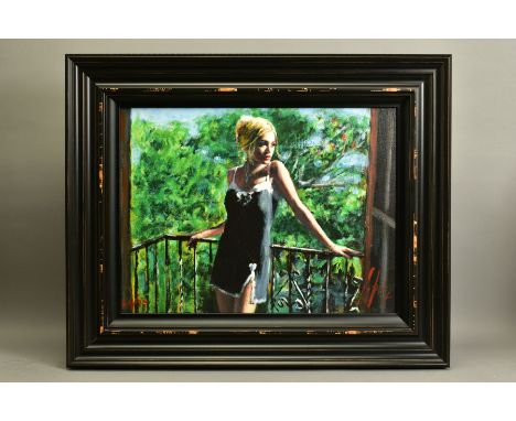 FABIAN PEREZ (ARGENTINA 1967) 'SALLY IN THE SUN' a limited edition print of a female figure on a balcony 64/95, signed bottom