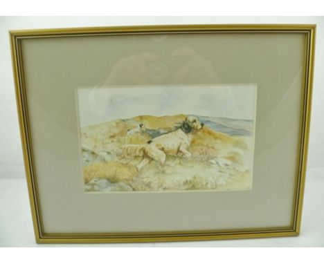 E** R** BOOTH English Setters working over a moor, a Watercolour, signed, see "Dyson Perrins Museum, Worcester" label verso, 