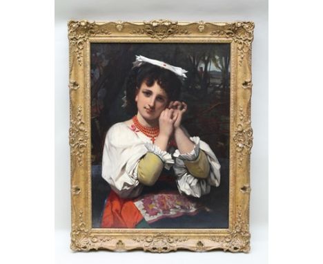 PIERRE LOUIS JOSEPH DE CONNICK (Recorded 1828-1910 French) A Young Beauty - a three-quarter length Portrait of a young Latin 