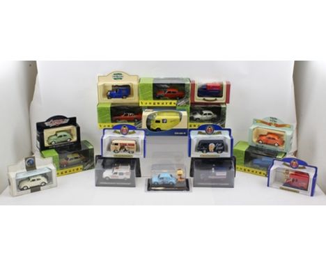 FIVE VANGUARD DIE-CAST MODELS including Ford Granada, Austin Allegro, Morris Marina, Reliant Regal Supervan, Austin 1800 toge