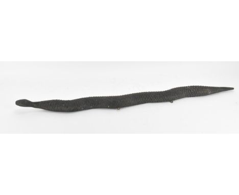 An African tribal carved wooden model of a snake, for wall hanging, 102 cm long 