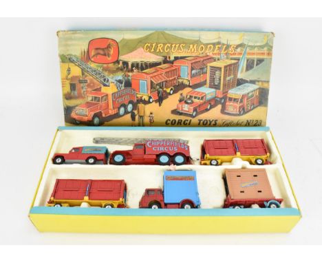 A Corgi Toys gift set No. 23, diecast model Chipperfield Circus boxed set, in fitted original cardboard box with foam padding