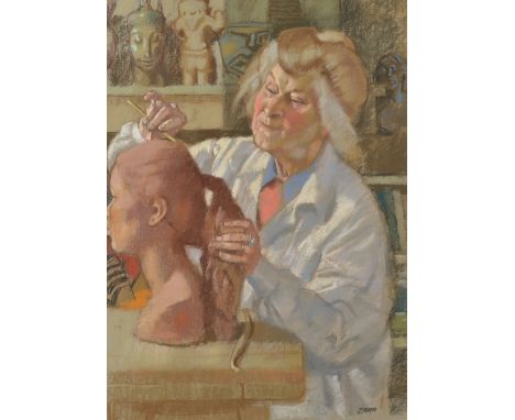 KEN SYMONDS
Portrait of the sculptor, Barbara Tribe 
Pastel
Signed
74 x 53cm