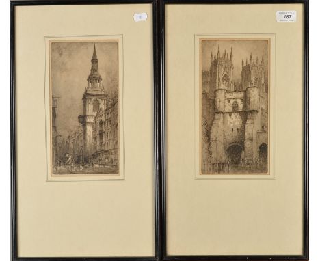 FEATHERSTONE ROBSON
York Minster/Bow Church
Etchings, a pair
Signed under mount
Each 26 x 13cm