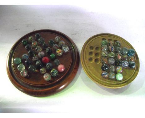 Two vintage timber solitaire boards together with a collection of good quality antique Latticino cane shades, other antique m