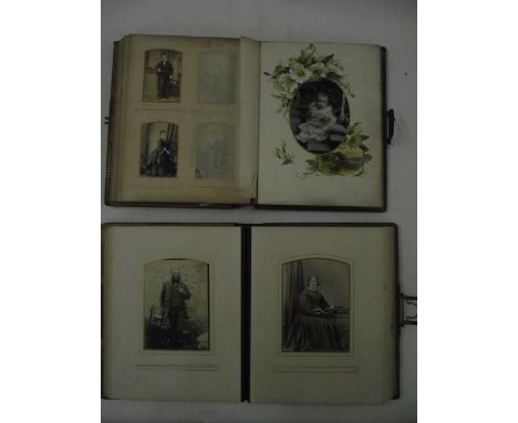 Four Victorian embossed leather bound portrait albums, mainly containing images