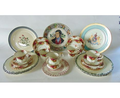 A quantity of Royal Albert Old Country Roses pattern tea wares comprising milk jug, sugar bowl, five cups, six saucers and si