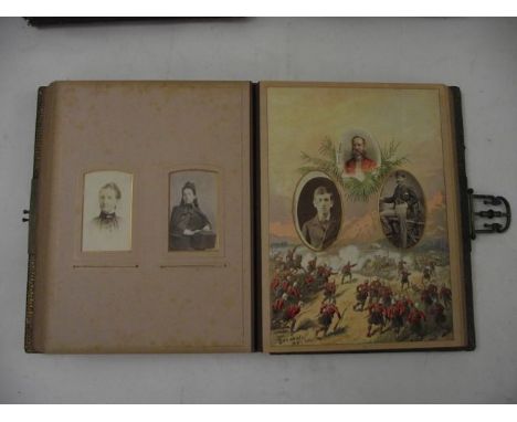 Five Victorian embossed leather portrait albums, many containing images