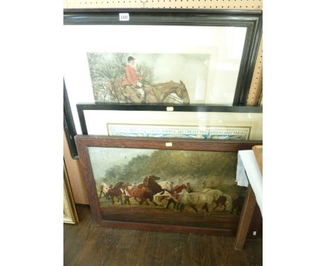 A set of four 19th century coloured engravings after John Dean Paul showing Leicestershire hunting scenes, 32 x 64 cm approx 