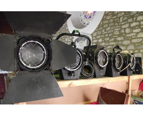 Five large Italian made vintage stage lighting units to include examples by Polaris, Castor Bambino,  etc originating from us