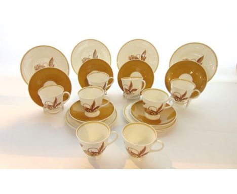 A collection of Susie Cooper Solera pattern tea wares number C2089 comprising eight cups, six saucers and eight tea plates